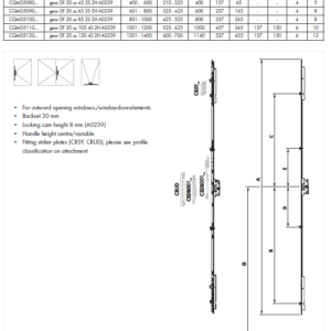 Specials Lot 09/7 - Siegenia Outward Opening gears 20mm Back Set