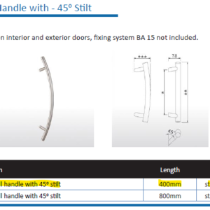 Specials Lot 56/3 - Pull Bar Handles | 45° /W Fixing Kit