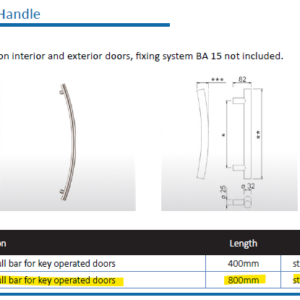 Specials Lot 56/5 - Pull Bar Handles | 90° /W Fixing Kit